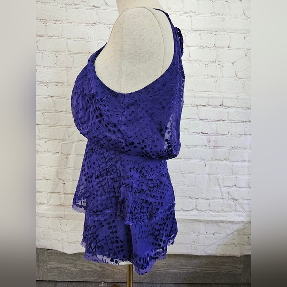 BCBG Maxazria Silk Blend Layered Halter Top | Persian Blue | XXS | EUC - Picture 2 of 8